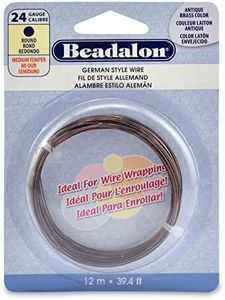 Beadalon German Style Wire for Jewelry Making, Round, Antique Brass Color, 24 Gauge, 39.4 ft