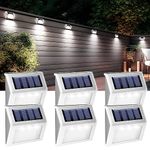 GIGALUMI 6 Pack Solar Deck Lights,3 LED Solar Stair Lights Outdoor LED Step Lighting Stainless Steel Waterproof Led Solar Lights for Step,Stairs,Pathway,Walkway,Garden-(Cold White)