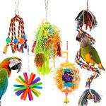 RLRICH 5PACK Bird Colorful Chewing Toys Parrot Foraging Shredder Toys Shred Hanging Foraging Toys,Comfy Perch Parrot Toys for Rope Bungee Bird Toy