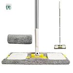 IZSOHHOME Hardwood Wet Mop,Microfiber Mop,Dry&Wet,Long Handle,Sturdy Stainless Steel Handle(2Pcs Reusable Mop Pads)