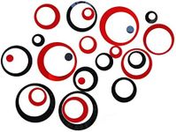 24Pcs Wall Decal Acrylic Modern Mirror Art Mural Wall Sticker for Home Living Room Bedroom Decor Black and Red