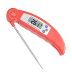 flintronic Food Thermometer, Digital Instant Read Meat Thermometer, High Accuracy Foldable Long Probe Food Cooking Thermometer with °F/°C, Auto On/Off Cooking Thermometer for Kitchen, BBQ, Milk, Red