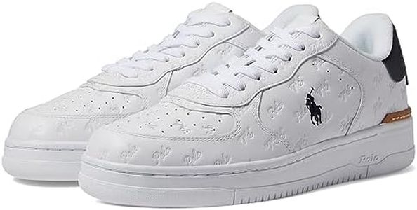 POLO RALPH LAUREN Men's Masters Court Logo Leather Sneaker, White, 14