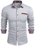 COOFANDY Mens Shirts Long Sleeve Casual Shirts Dress Shirt Denim Shirts Work Shirt Checked Shirts Wrangler Shirt Plaid Collar Regular Fit AA-White XL