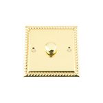 Light Dimmer Switch 1 Gang - Push On/Off 400W - Polished Brass - Georgian - 1 Gang 2 Way 10 Amp