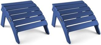 FUNBERRY Folding Adirondack Ottoman Set of 2, HDPE All Weather Outdoor Foot Rest, Easy Storage Patio Footstool, Ottomans and Footstools for Outside