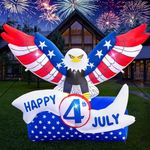 9FT 4th of July Inflatables Outdoor Decorations Flying Eagle Patriotic Blow Up Yard Decorations with LED Lights for Fourth of July Memorial Independence Day Party Garden Lawn Outside Decor