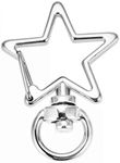 Healifty 50pcs Metal Swivel Clasps Star Shape Lobster Claw Clasps Keychain Snap Hooks Star Keyring Clip Keychain Accessories for DIY Craft Jewelry Finding (Silver)