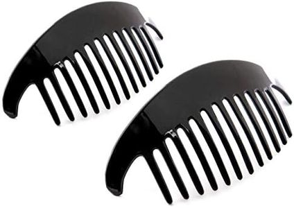 Camila Paris CP2872/2 French Hair Side Combs, Black Interlocking Combs French Twist Hair Combs, Strong Hold Hair Clips for Women Bun Chignon Up-Do, Styling Girls Hair Accessories, Made in France