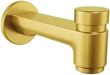 HammerHead Solid Brass Tub Spout with Spring-Loaded Diverter, 6.8" Length, 1/2" FNPT or 3/4" MNPT Thread-On Bath Tub Spout, Heavy-Duty Bathtub Faucet, Brushed Gold