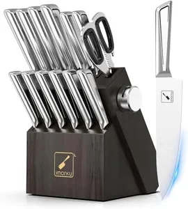 Knife Sets for Kitchen with Block imarku G14 Japanese Knife Set Stainless Steel Kitchen 14pcs, Built-in Sharpener, Sharp Knives with Non-slip Ergonomic Handle - Dishwasher Safe, Home Essential Gifts