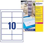 Avery L7783-25 Printable, Customisable Crystal Clear Transparent Labels, 10 Labels Per A4 Sheet