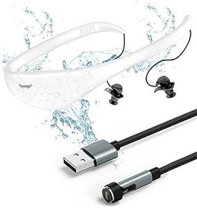 Tayogo Waterproof Mp3 Player for Swimming, IPX8 8GB Swimming Headset, Silicone Coated Waterproof Music Player, 20H Playing time, Underwater Mp3 Player Perfect for Swimming (White)