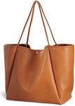 HOXIS Oversize Pu Leather Tote Women Weekender Bag Shopper Handbag Travel Purse (Orange-brown)