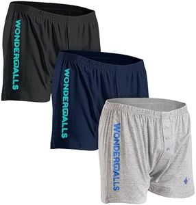 Wonderballs Sport Boxer Underwear for Men - Black/Gray/Navy, Medium, (Pack of 3) - Ultra-Soft & Breathable Pima Cotton & Modal Blend - Athletic Underwear Boxer Shorts for Men