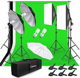 Kshioe Photo Lighting Kit, 2M x 3M/6.6ft x 9.8ft Background Support System and 900W 6400K Umbrellas Softbox Continuous Lighting Kit for Photo Studio Product,Portrait and Video Shoot Photography