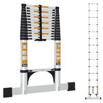 Equal 21.3 FT Aluminum Folding Telescopic Ladder with 2 Triangle Support & Stabilizers | EN131 Certified with 2 Year Warranty | 150kg Max Capacity | Ladder for Home or Outdoor Work (6.5m/16 Step)