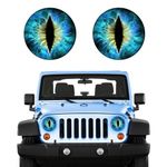 Beast Eyes Headlight Decals Pair, Funny Stickers, Round Car Headlight Decal Accessories, Car Decals Decorative Stickers for Women Men, 3D Stereo Eye Decals for Truck SUV Headlights (blue)