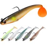 TRUSCEND Fishing Lures for Bass Trout Jighead Lures Paddle Tail Swimbaits Soft Fishing Baits Freshwater Saltwater Jigging Bass Fishing Gear Gifts for Men