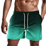 Danfiki Mens Swim Shorts Swimming Trunks Quick Dry Beach Shorts Surfing Shorts with Mesh Lining Gradient Color Green