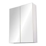 HOMCOM Mirror Cabinet, Wall Mount Bathroom Storage Cabinet with Adjustable Shelf, Double Door Cupboard, 60 x 15 x 75 cm, White