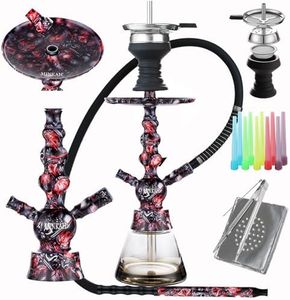 Cachimba Shisha Cráneo con Boquillas Cazoleta Manguera de Silicona Pinzas, Pequeña 50cm Pequeña Cachimbas de Vidrio Hookah Buenas Narguile Completo Negro Negra