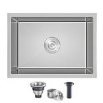 KINKIB 22 x 18 inch Undermount Kitchen Sink Single Bowl, Bar or Prep Kitchen Sink, Handmade Stainless Steel Kitchen Sink with Strainer