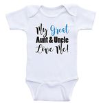 Heart Co Designs My Great Aunt and Uncle Love Me - Baby Clothes OnePiece Bodysuits, Blue Text, 6 Months