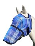 Kensington Signature Removable Nose Fly Mask - Protects Horses Face Nose from Insects, UV Rays, While Allowing Full Visibility - Ears Forelock Able to Come Through The Mask (XL Kentucky Blue)