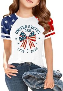 250 Years USA Shirt Kids:American Flag Graphic Shirts Boys Girls 1776 Short Sleeve 4th of July Tee Top 4-13Y