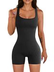 YIOIOIO Women Workout Seamless Jumpsuit Yoga Ribbed Bodycon One Piece Spaghetti Strap Shorts Romper