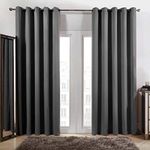 Dreamscene Eyelet Blackout Curtains Set of 2 Thermal Ring Top Window Treatment Panels - Charcoal Grey, Width 46" x Drop 72"