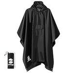 SaphiRose Multifunctional Mens Womens Rain Poncho Waterproof Outdoor Raincoat Jacket Adults (Black)