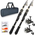 PLUSINNO Fishing Rod and Reel Combos Set,Telescopic Fishing Pole with Spinning Reels, Carbon Fiber Fishing Rod for Travel Saltwater Freshwater Fishing