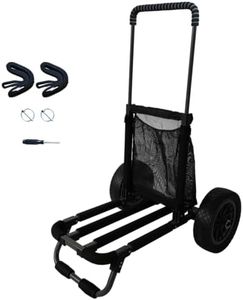 JOIERW Beach Cart, Foldable Aluminum Beach Trolley Garden Sandy Cart with Airless 12inch Big Beach Wheels Fishing Cart