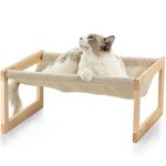 FUKUMARU Dog Bed, Large Breathable Cat Bed, Wooden Cat Hammock for Outdoor, 21 X 16.5 Inch Elevated Pet Furniture Suitable for Kitty, Puppy, Rabbit, Bunny and Small Animal