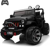 VOLTZ TOYS 2 Seater Ride On Car, 24V Electric Car for Kids, Electrical Jeep with 2 Seats, Leather Seat, Full LED Lights, Parental Remote Control and MP3 Player (Black)