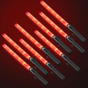 RoadHero 8 Pack Traffic Wand, 21 Inch Led Traffic Control Baton, Safety Light Wands with 2 Flashing Modes, Air Marshaling Signal Wand with Side Clip for Airport, Parking, Car Directing