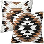 Tribal Aztec Western Wooden Native American Indian Farmhouse Throw Pillow Covers 18x18 in Pillow Case Soft Cushion Pillow Covers Set of 2 for Sofa Bed Bedroom Living Room Home Decor