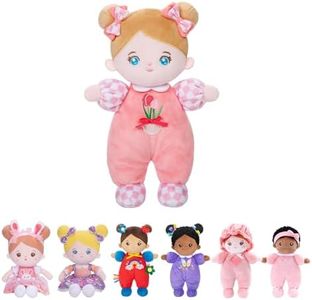 OUOZZZ Soft Baby Doll for Girls - My First Baby Doll Birthday Gifts for Girls Plush Rag Dolls Tulip Pink Dress Toy for Toddlers Kids Infants 10"