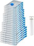 Amazon Basics Vacuum Compression Storage Bags with Hand Pump - 20 Pack (5 Small, 5 Medium, 5 Large & 5 Jumbo)