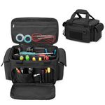 Rexmica Small Tool Bag for Men, Tool Storage Organiser with Anti-friction and Thick Padded Bottom, Tactical Bag, Range Bag, Multi-functional Work Bag for Repairman, Electrician, Carpenters, Black