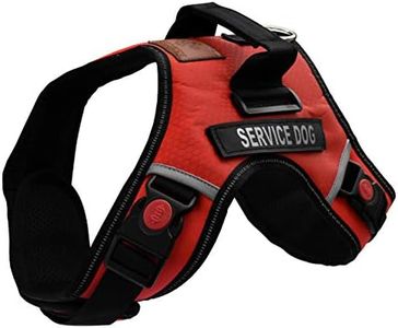 ALBCORP Service Dog Vest Harness - Reflective - Woven Nylon, Neoprene Handle, Adjustable Straps, with Comfy Mesh Padding, and 2 Hook and Loop Removable Patches, Small, Red