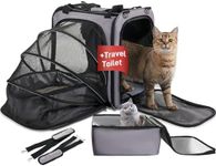 LitaiL Cat Travel Carrier with Litter Box for Car, Expandable Cat Carrier with Leak-Proof Litter Box for Car Travel, up to 20 lb to Road Trip, Camping, or Hotel, Grey