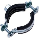 25-30 mm Pipe Clamp with Black Rubber Lining, Two-Part Pipe Clip with M8 Female Threaded Wall Mount, Pipe Support, Split Ring Hanger, Adjustable Pipe Bracket (Pack of 4)