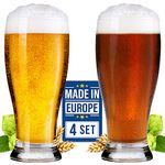 CRYSTALIA Luxury 570ml Pint Beer Glasses Set of 4, 100% LEAD & CADMIUM FREE Pint Glasses, Pint Beer Glasses, Lager Glass, Weizen Glass, Pilsner Glass, Pub Glasses, Bar Glasses, Weizenbier Glass