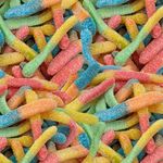 Sour Neon Gummy Worms Candy, Assorted Fruit Flavors, 2-Pound Pack