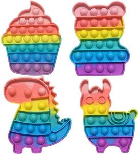 Yeefunjoy 4 Piezas Pop Fidget It Toys Set, Juguetes Antiestres Niños, Bubble Fidget, Sensorial Herramientas para Adultos y Niños, Dinosaurio Alpaca Oso Helado, Regalos Cumpleaños Regalos para Fiestas