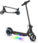 Kids Electric Scooter, Ages 6-12, 130W Motor, 14 km/h Top Speed, 8 km Range, Colorful LED Lights, Foldable Design, Safe E-Scooter for Boys and Girls, Gift for Children and Teenagers (Black)