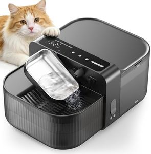 oneisall Wireless Filterless Cat Water Fountain, Separate Clean and Dirty Water Pet Fountain with Stainless Steel Bowl, 3.5L/118oz Quiet No Filter Smart Automatic Cat Water Dispenser Indoor, Black